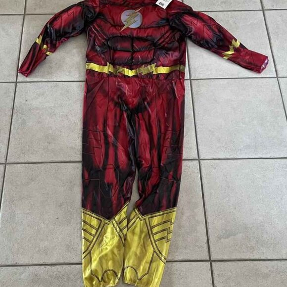 LIKE NEW THE FLASH 1PC MUSCLE HOLOGRAM JUMPSUIT SIZE S 4-6 - Picture 2 of 5